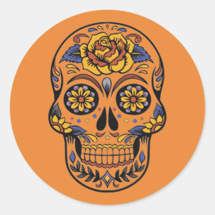 Pegatina Redonda Halloween Skull