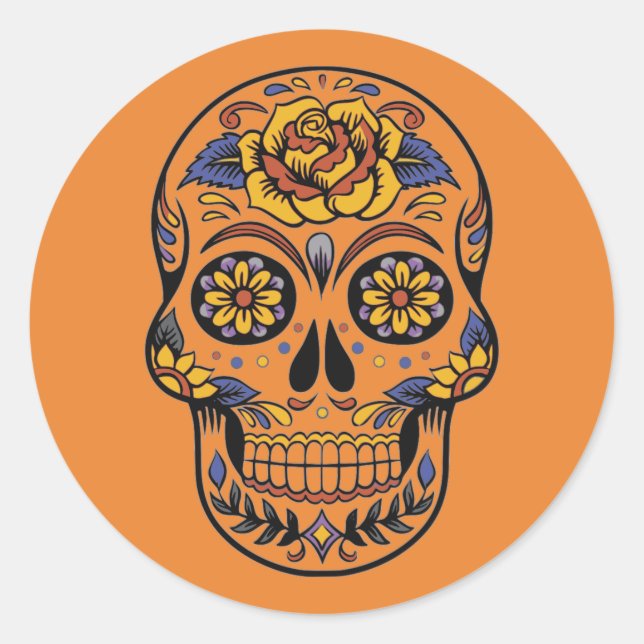 Pegatina Redonda Halloween Skull (Anverso)