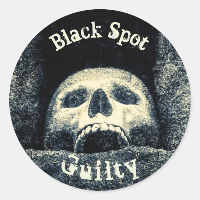 Pegatina Redonda Halloween Skull Black Spot Guilly (Anverso)