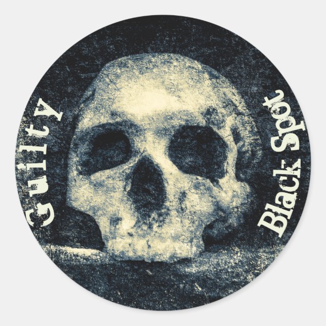 Pegatina Redonda Halloween Skull Black Spot Guilly (Anverso)