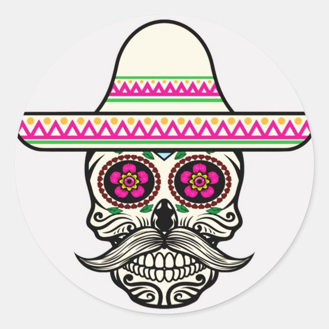 Pegatina Redonda Halloween Skull Classic Round Sticker (Anverso)