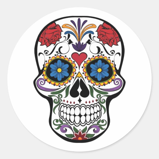 Pegatina Redonda Halloween Skull Classic Round Sticker (Anverso)