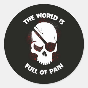 Pegatina Redonda Halloween Skull Dark Black Scary