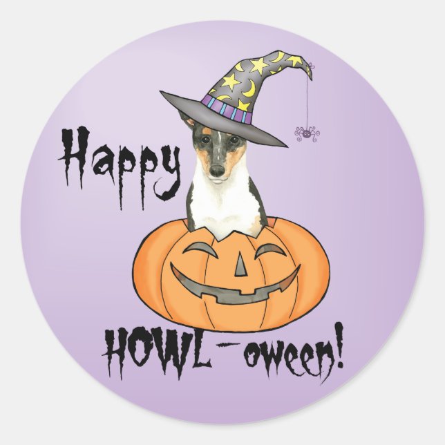 Pegatina Redonda Halloween Smooth Collie (Anverso)