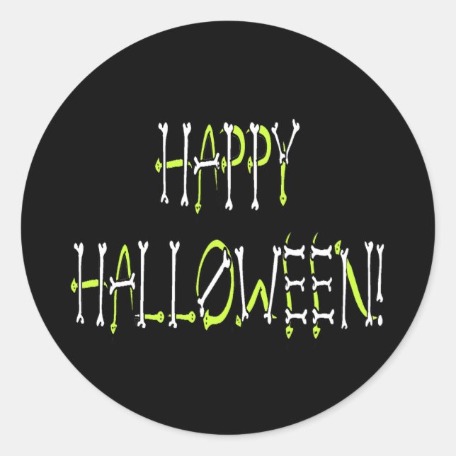 Pegatina Redonda Halloween Snakes and Bones Text (Anverso)