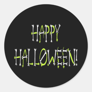 Pegatina Redonda Halloween Snakes and Bones Text