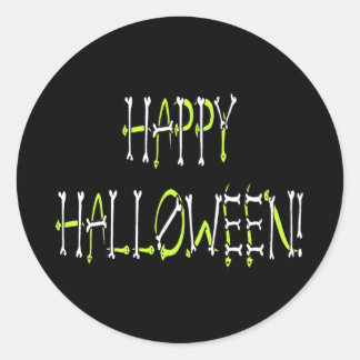 Pegatina Redonda Halloween Snakes and Bones Text