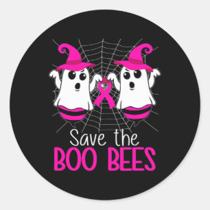 Pegatina Redonda Halloween sobre el cáncer de mama en las abejas