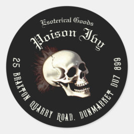 Pegatina Redonda Halloween sobre la muerte negra bailando esqueleto