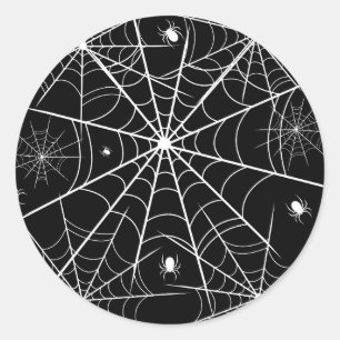 Pegatina Redonda Halloween Spider Web