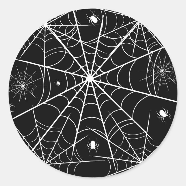 Pegatina Redonda Halloween Spider Web (Anverso)