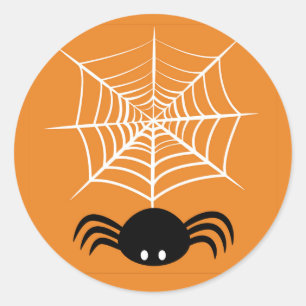 Pegatina Redonda Halloween Spider Web