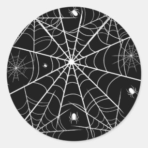 Pegatina Redonda Halloween Spider Web
