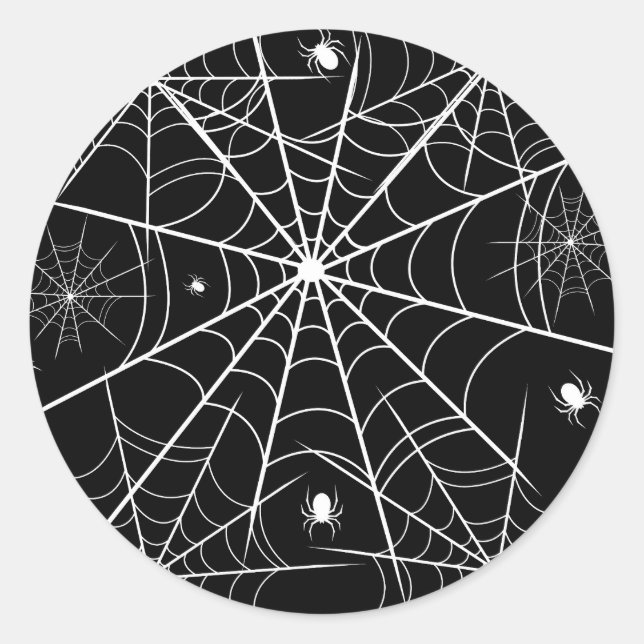 Pegatina Redonda Halloween Spider Web (Anverso)