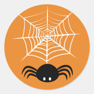Pegatina Redonda Halloween Spider Web