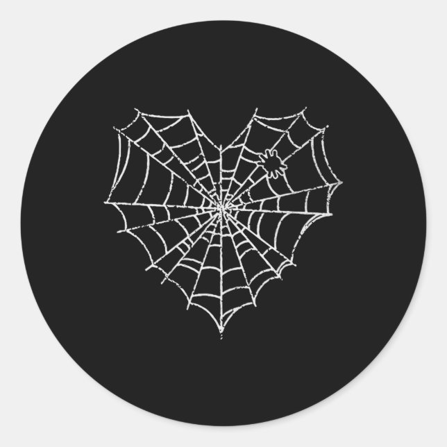 Pegatina Redonda Halloween Spider Web Costume Cute Heart Spider Web (Anverso)