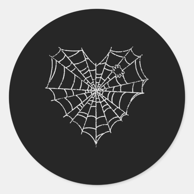 Pegatina Redonda Halloween Spider Web Costume Cute Heart Spider Web (Anverso)