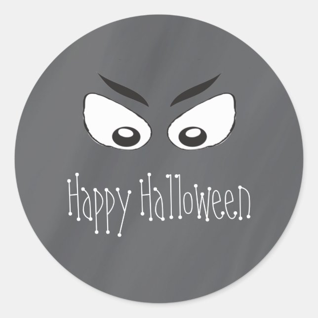 Pegatina Redonda Halloween Spooky Black and White Scary Eyes (Anverso)