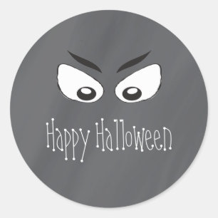 Pegatina Redonda Halloween Spooky Black and White Scary Eyes