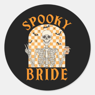 Pegatina Redonda Halloween Spooky Bride Bride Bridesmaid Skeleton