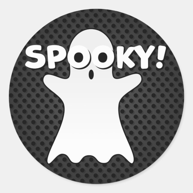 Pegatina Redonda Halloween Spooky Ghost Black (Anverso)