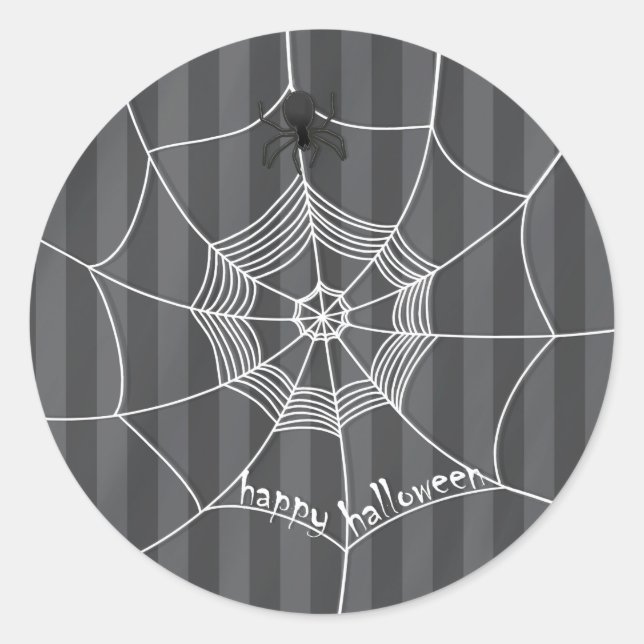 Pegatina Redonda Halloween Spooky Scary Cute Spider Web (Anverso)