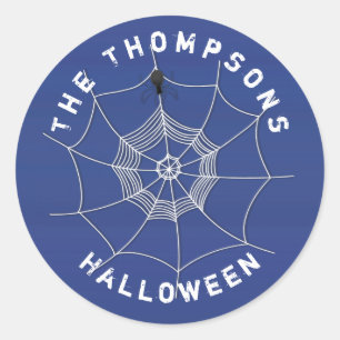 Pegatina Redonda Halloween Spooky Scary Cute Spider Web