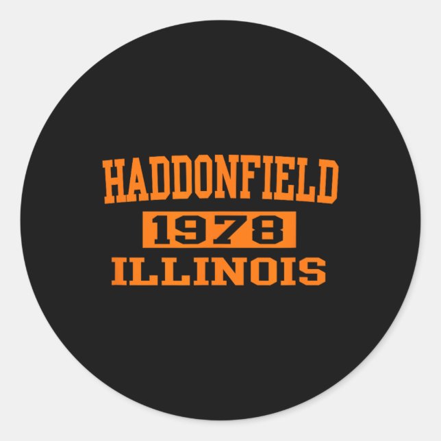 Pegatina Redonda Halloween Spooky Scary Haddonfield Illinois Hallow (Anverso)