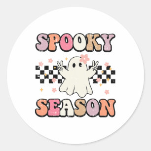 Pegatina Redonda Halloween Spooky Season Ghost Peace Costuve Mujere