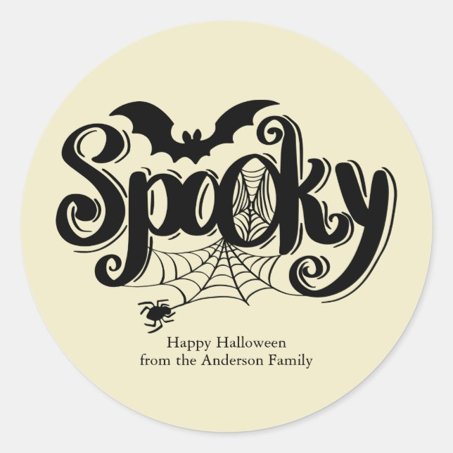 Pegatina Redonda Halloween Spooky Spiderweb (Anverso)