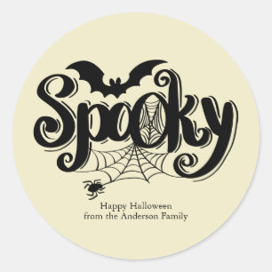 Pegatina Redonda Halloween Spooky Spiderweb