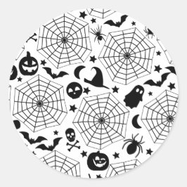 Pegatina Redonda Halloween Spooky Spiderwebs