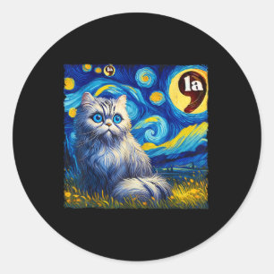 Pegatina Redonda Halloween Starry Night Black Cat Comma La Kamala H