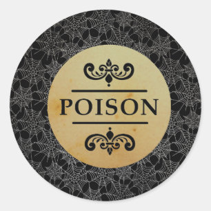 Pegatina Redonda Halloween Stick Black Spider Webder Poison