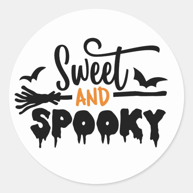 Pegatina Redonda Halloween Sweet And Spooky Typographic Text (Anverso)