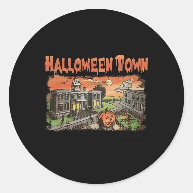 Pegatina Redonda Halloween Town Est 1998 Halloween Party Cute Hallo (Anverso)
