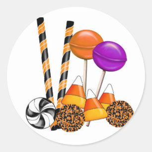 Pegatina Redonda Halloween Trick O Trete Candy Candy Corn