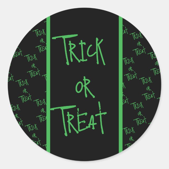Pegatina Redonda Halloween trick or treat black and green (Anverso)