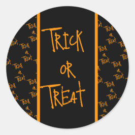 Pegatina Redonda Halloween trick or treat black and orange