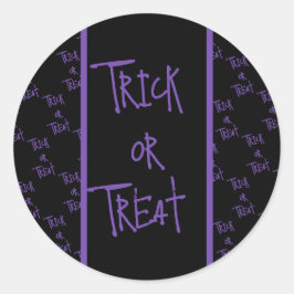 Pegatina Redonda Halloween trick or treat black and purple
