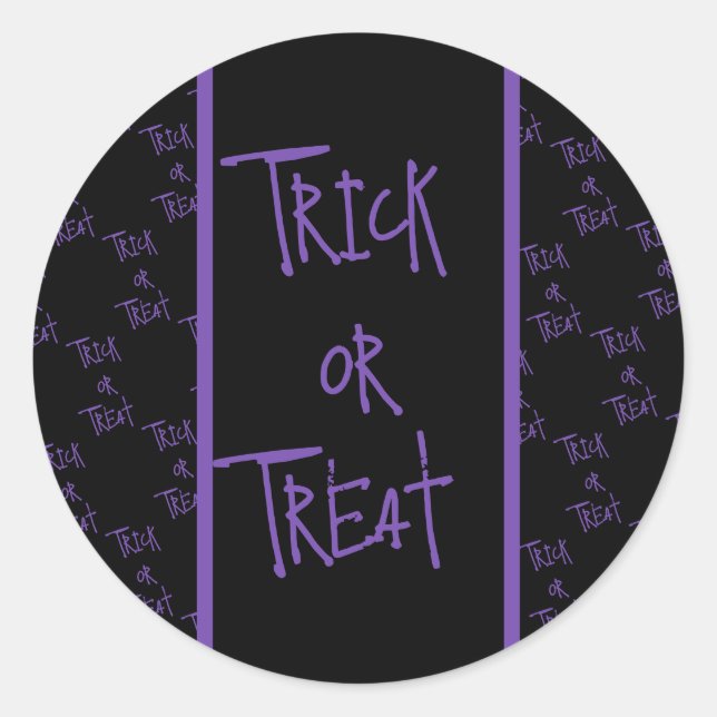 Pegatina Redonda Halloween trick or treat black and purple (Anverso)