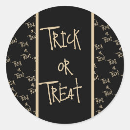 Pegatina Redonda Halloween trick or treat black gold