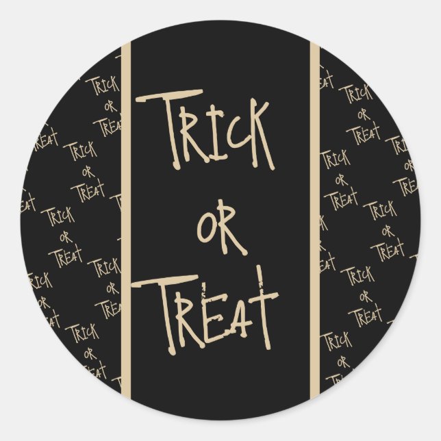 Pegatina Redonda Halloween trick or treat black gold (Anverso)