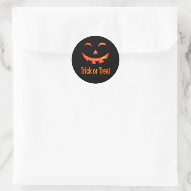 Pegatina Redonda Halloween Trick or Treat Pumpkin Face (Bolso)