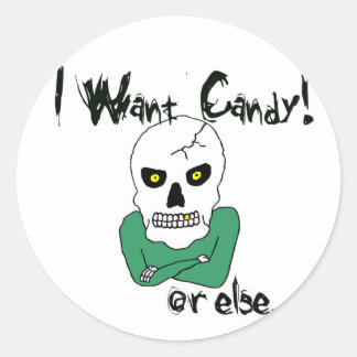 Pegatina Redonda Halloween Trick-or-Treat Skeleton