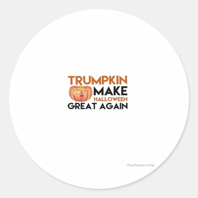 Pegatina Redonda Halloween Trumpkin Funny - Classic Maga Costume De (Anverso)