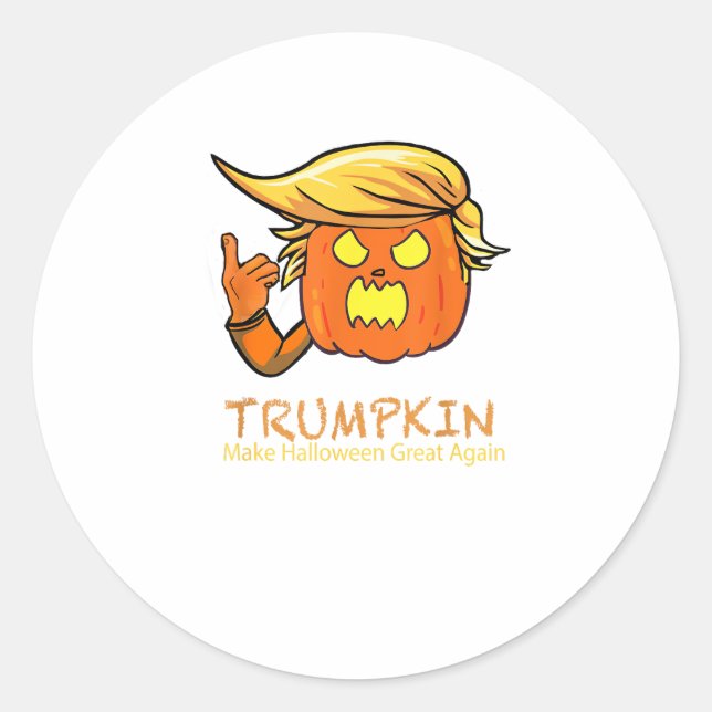 Pegatina Redonda Halloween Trumpkin Funny - Diseño de Disfraces Clá (Anverso)