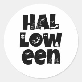 Pegatina Redonda Halloween Typography