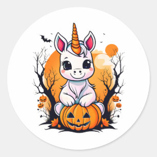 Pegatina Redonda Halloween Unicorn