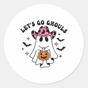 Pegatina Redonda Halloween Vamos Ghouls Ghost Retro Costume mujeres